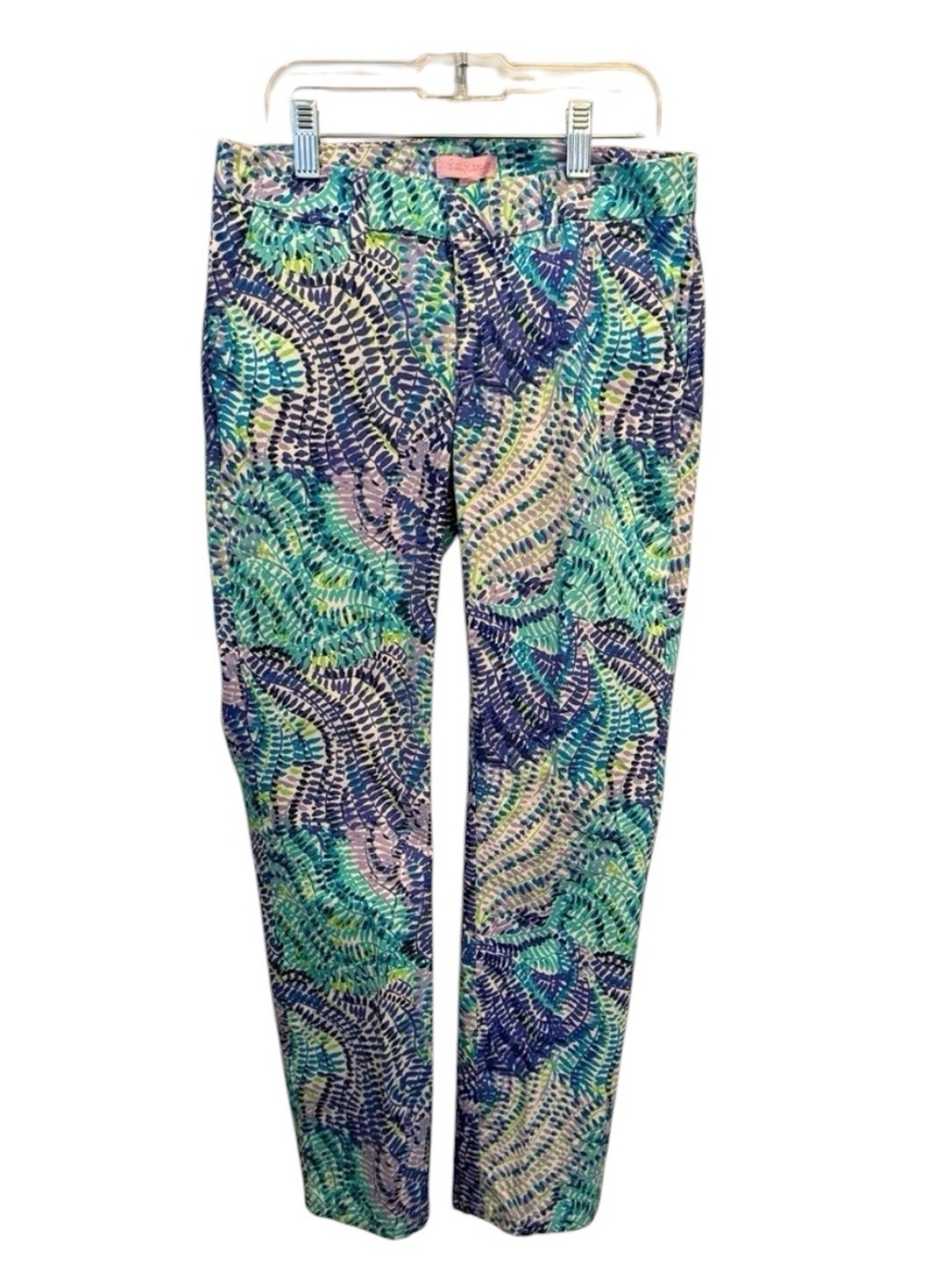 Lilly Pulitzer Stretch Crop Pants in Blue Current Fantasea print Size 0 Preppy